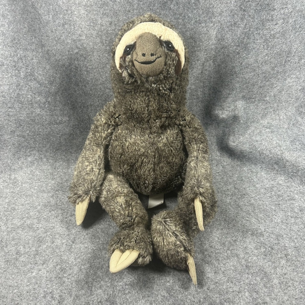 Hugfun Sloth Plush 16" Brown Gray Fuzzy Stuffed Animal Toy
